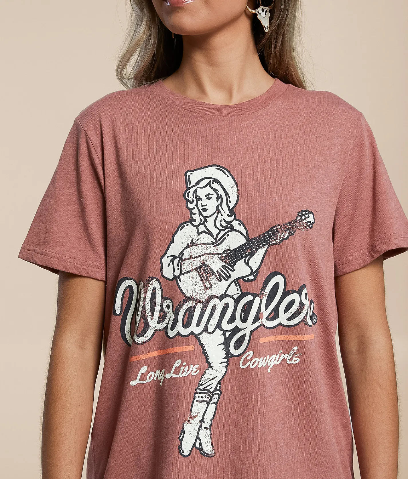 Wrangler® Guitar Girl T-Shirt Withered Rose Heather Sale
