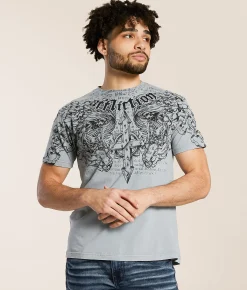 Affliction Gunnery T-Shirt Silver Lava Wash Discount