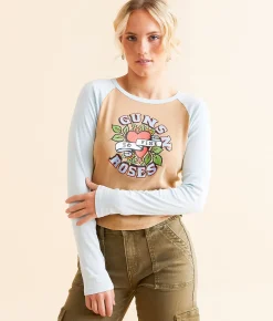Life Clothing Guns N' Roses Band Cropped T-Shirt Oxford Tan Clearance