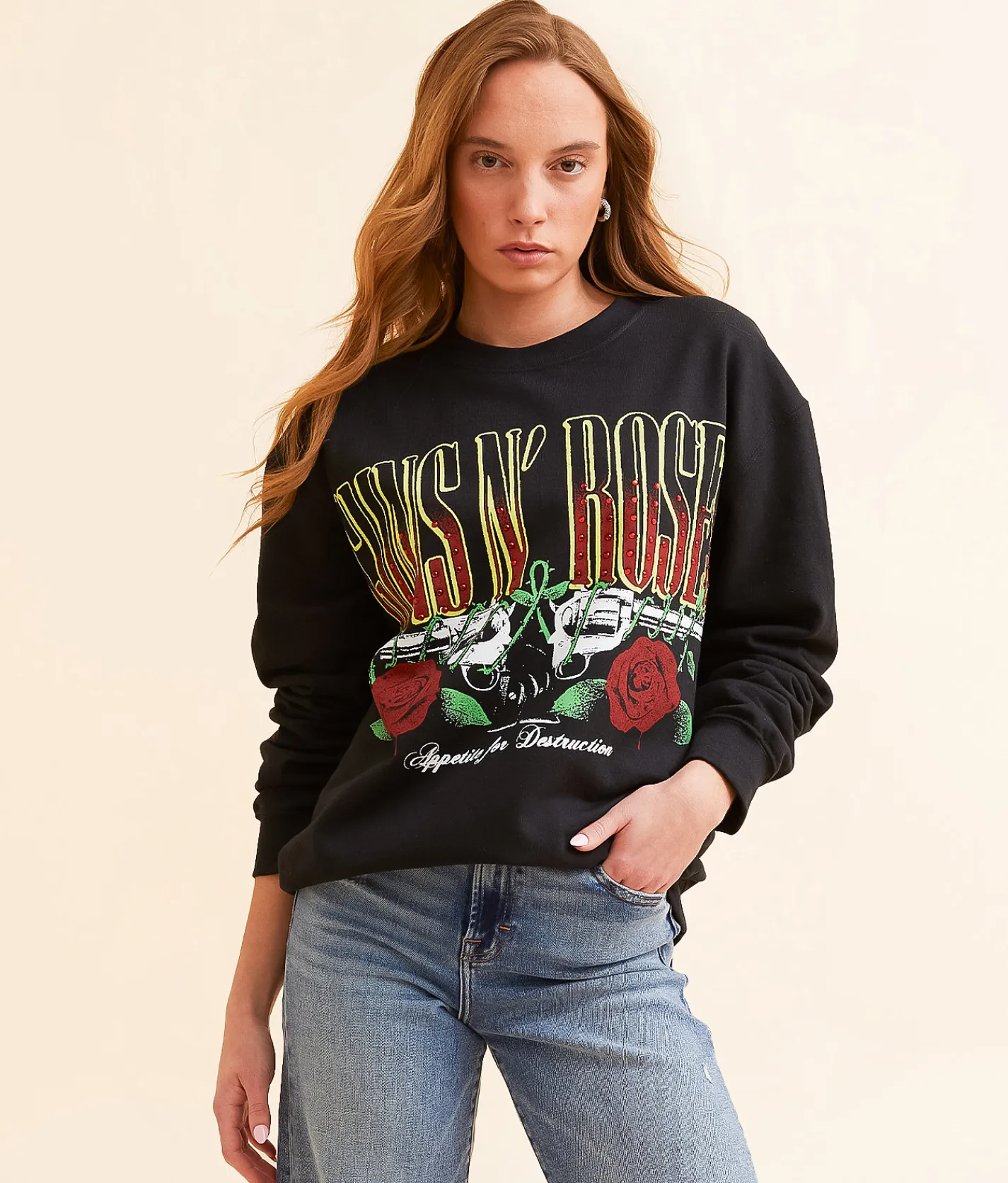 Tops | Bravado Guns N' Roses Oversized Band Pullover Black