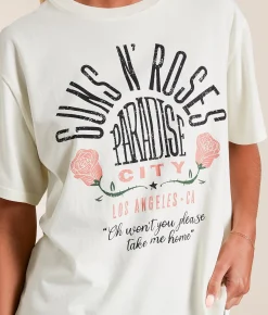Tops | Life Clothing Guns N' Roses Paradise City Band T-Shirt Cream