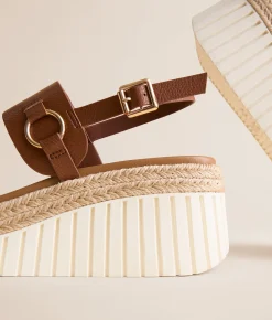 Mia Gweneth Wedge Sandal Tan New