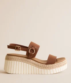 Mia Gweneth Wedge Sandal Tan New