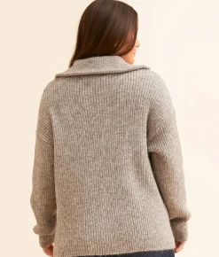 Hyfve Half Zip Collared Sweater Mocha Sale