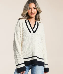 Tops | Z Supply Hammond Oversized Polo Sweater Natural