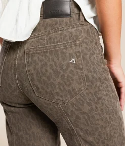 HIDDEN Happi Cheetah Flare Stretch Jean Brown Cheetah Online