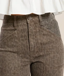 HIDDEN Happi Cheetah Flare Stretch Jean Brown Cheetah Online