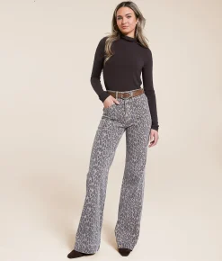 HIDDEN Happi Flare Stretch Jean Cheetah