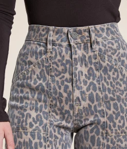 HIDDEN Happi Flare Stretch Jean Cheetah