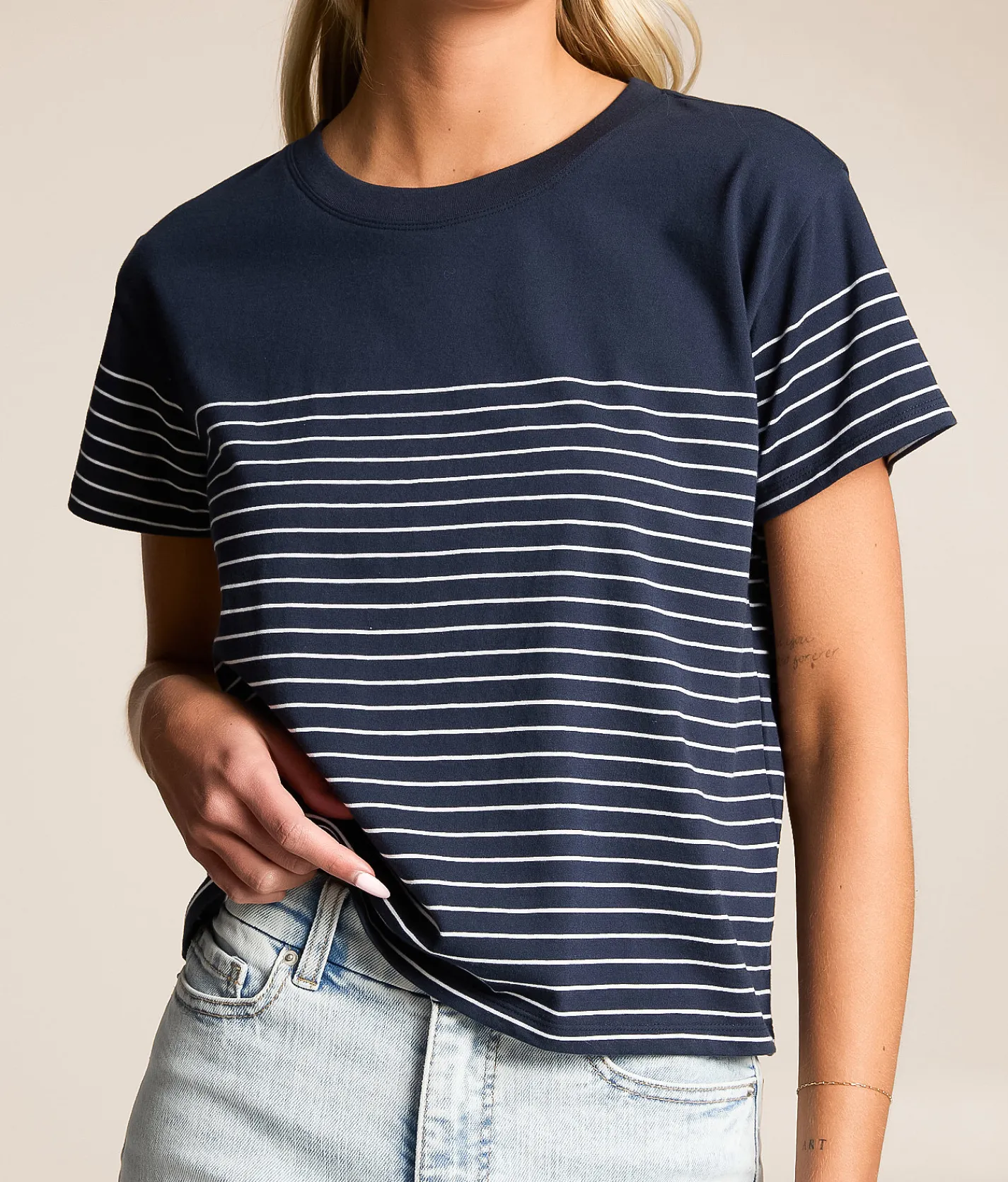 Tops | White Crow Harmony Stripe T-Shirt Malachite Green White