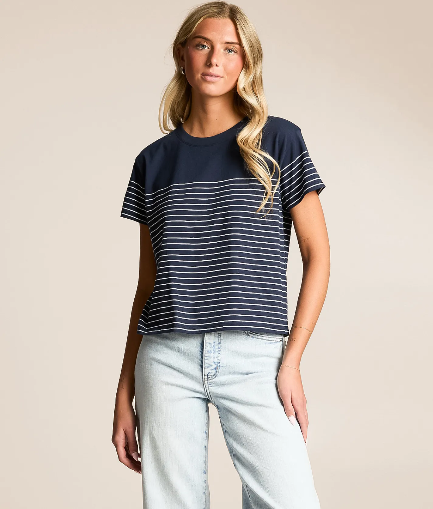 Tops | White Crow Harmony Stripe T-Shirt Malachite Green White