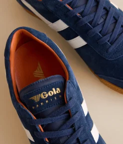 Gola® Harrier Trainer Leather Sneaker Navy O White Moody Orange Best