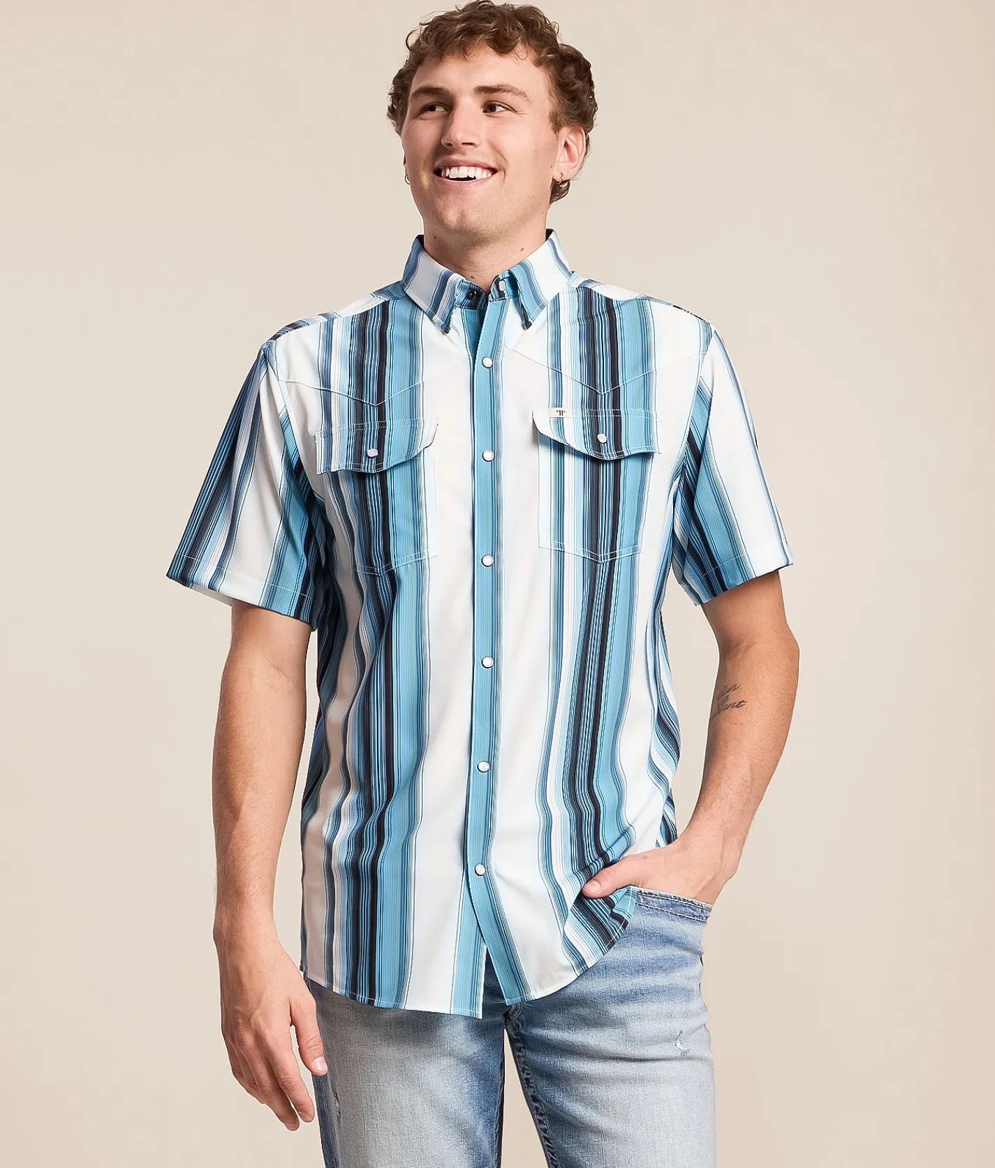 Tops | Ferrell Harrison Performance Stretch Shirt Blue