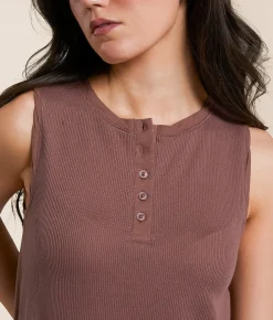 Tops | White Crow Harrison Twist Henley Tank Top Whipped Mocha