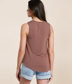 Tops | White Crow Harrison Twist Henley Tank Top Whipped Mocha