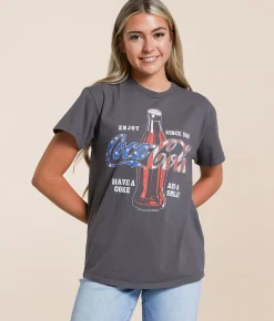 Tops | Junkfood Have A Coke T-Shirt Charcoal Grey
