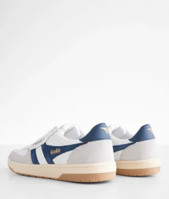 Activewear|Shoes | Gola® Hawk Leather Sneaker White Cement Navy