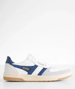 Activewear|Shoes | Gola® Hawk Leather Sneaker White Cement Navy