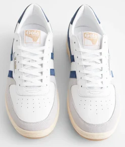 Activewear|Shoes | Gola® Hawk Leather Sneaker White Cement Navy