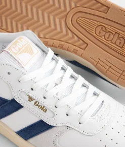 Activewear|Shoes | Gola® Hawk Leather Sneaker White Cement Navy