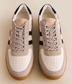 Gola® Hawk 83 Leather Sneaker Off White Bone Black Gum Outlet