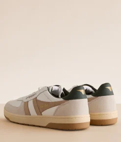 Gola® Hawk Leather Trainer Sneaker White Bone Dark Khaki Outlet