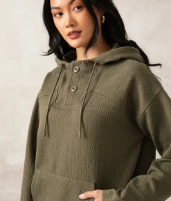 Buckle Black Hazel Henley Hoodie Dusty Olive Online