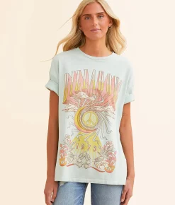 Tops | Billabong Head In The Clouds Oversized T-Shirt Sea Fog