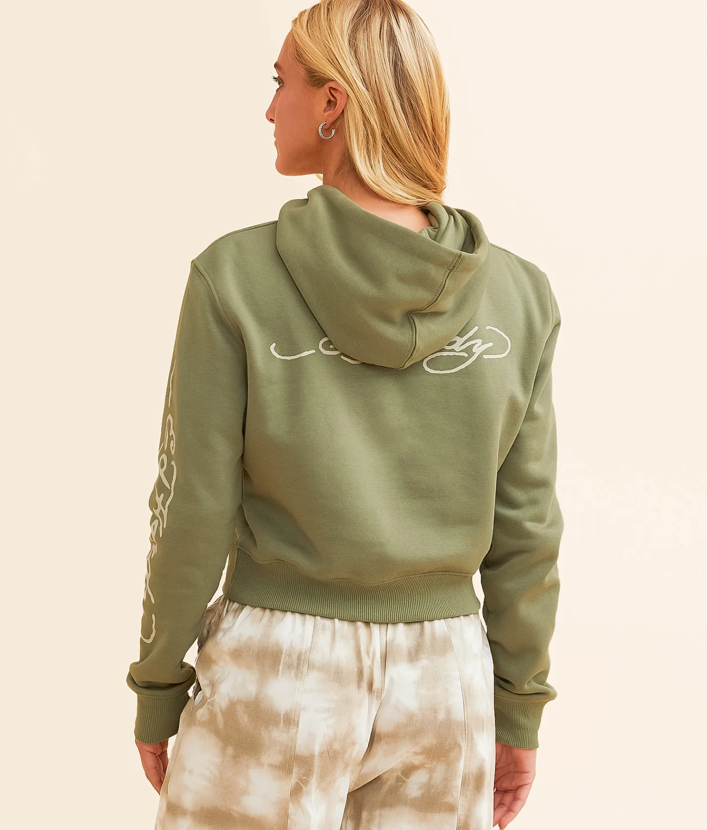 Ed Hardy Heart Hooded Sweatshirt Light Olive