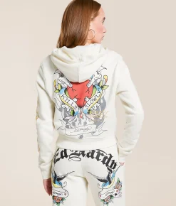 Ed Hardy Heart Hoodie Ivory
