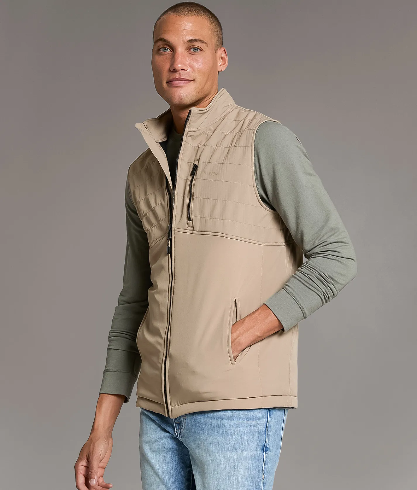 Tops | Maven Co-op Heat Mixed Media Vest Fungi
