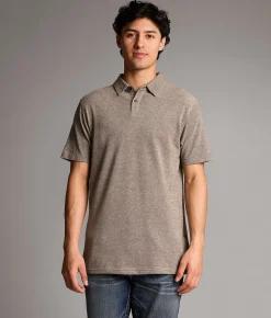 Tops | BKE Heathered Polo Brown Cream