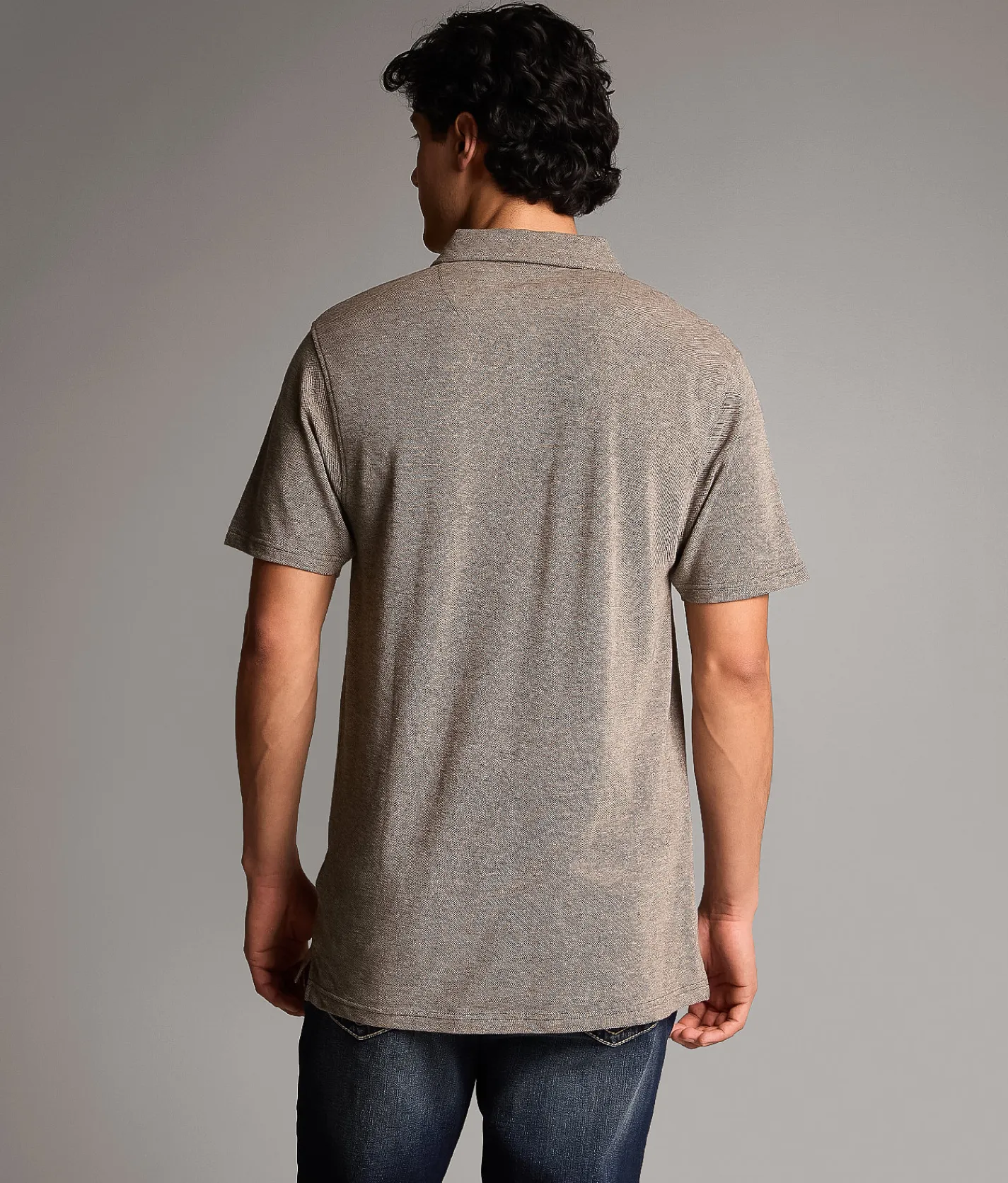 Tops | BKE Heathered Polo Brown Cream