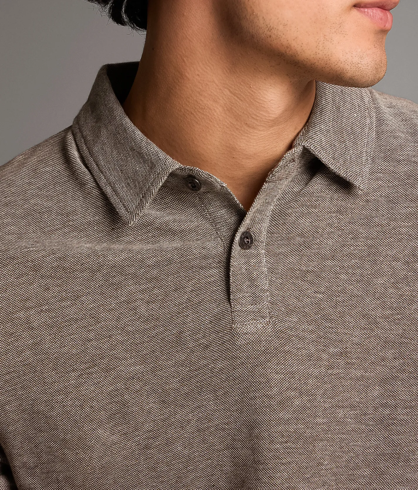 Tops | BKE Heathered Polo Brown Cream
