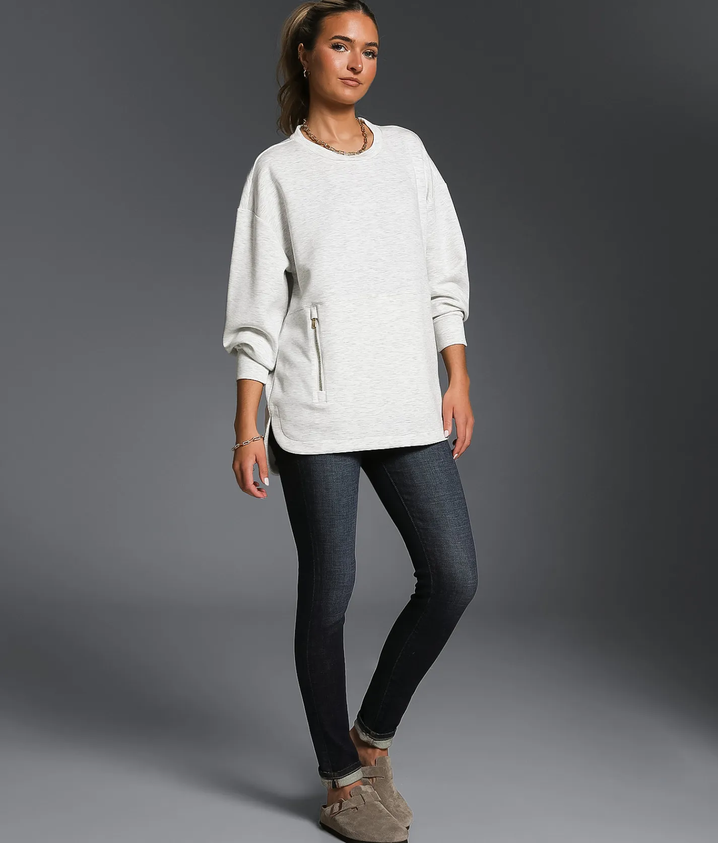 Tops | Buckle Black Heathered Pullover Heather Grey