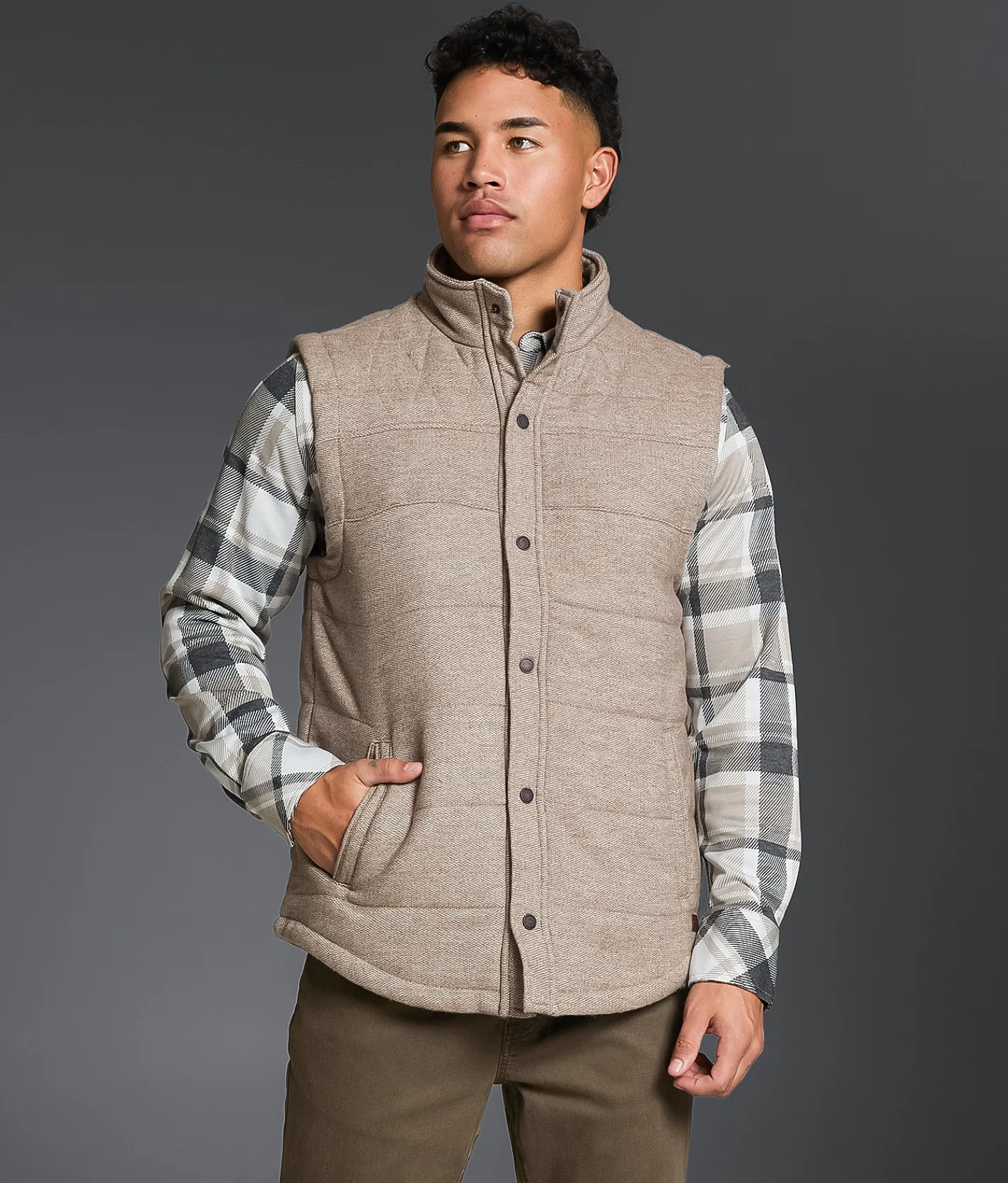 Tops|Coats & Jackets | Outpost Makers Heathered Vest Light Tan Brown