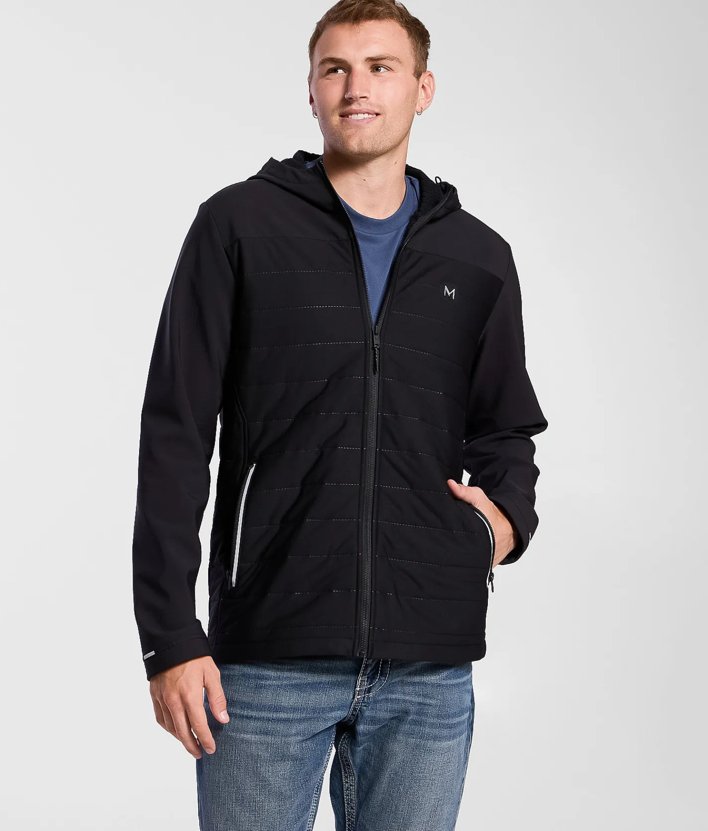 Tops | Maven Co-op Heat Quilted Softshell Hooded Jacket Black