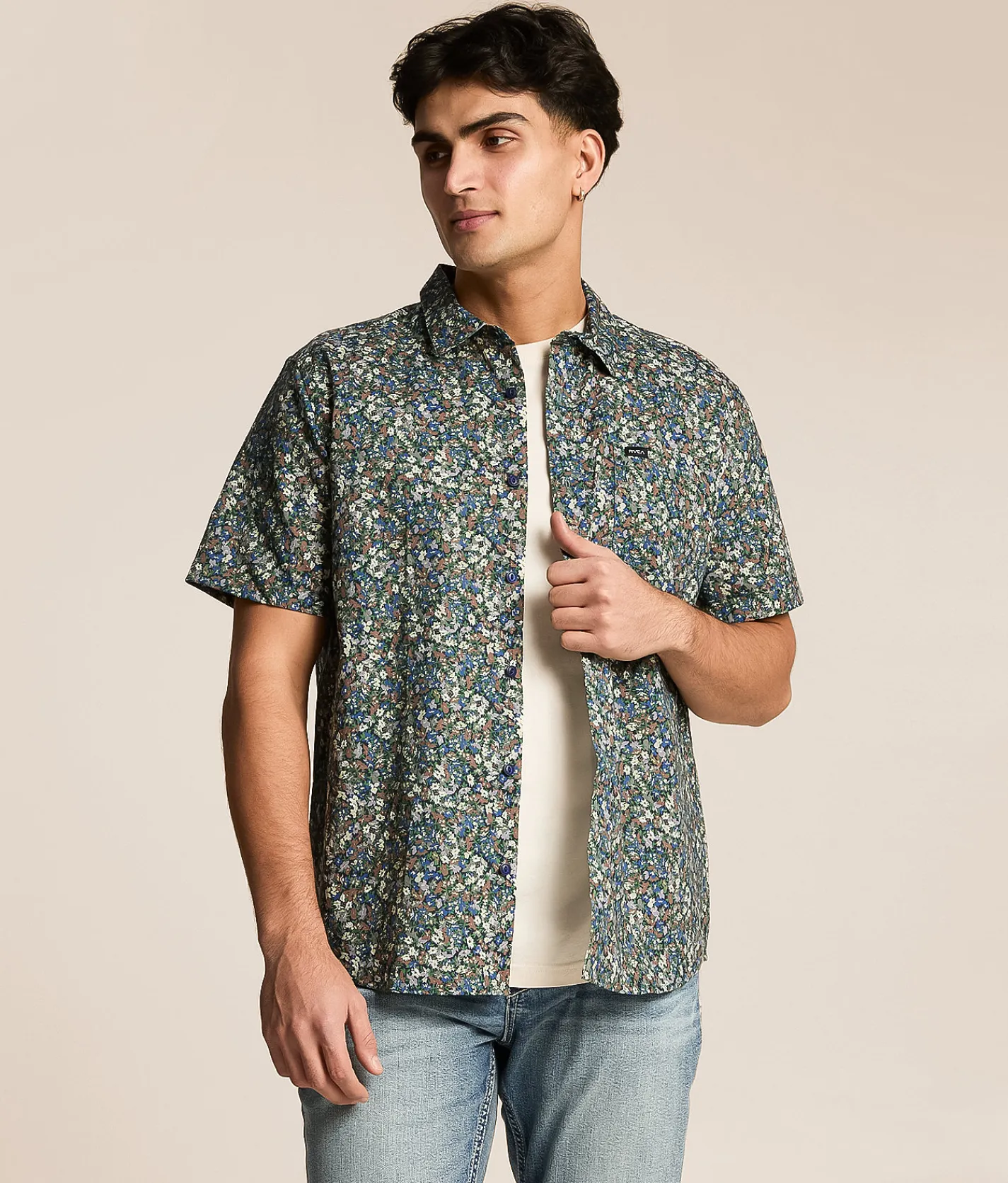 Tops | RVCA Heavy Bloom Shirt Vintage Navy