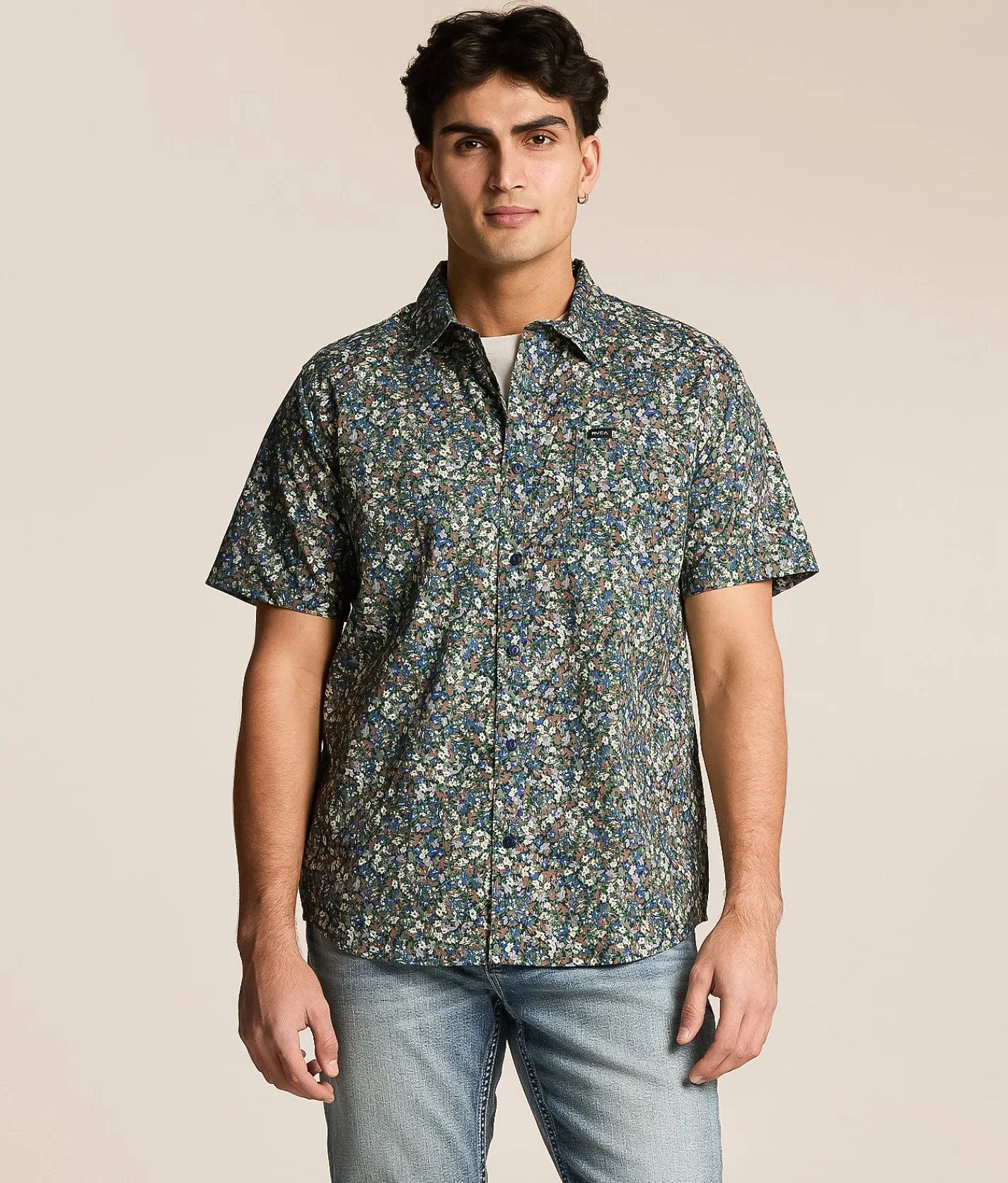 Tops | RVCA Heavy Bloom Shirt Vintage Navy