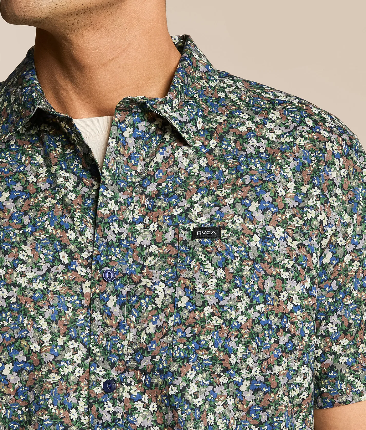 Tops | RVCA Heavy Bloom Shirt Vintage Navy