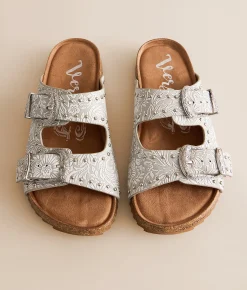 Very G Heidi Western Tooled Sandal Grey Discount
