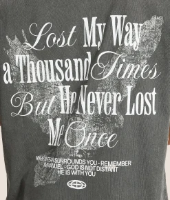 Modish Rebel He Never Lost Me T-Shirt Washed Black Outlet