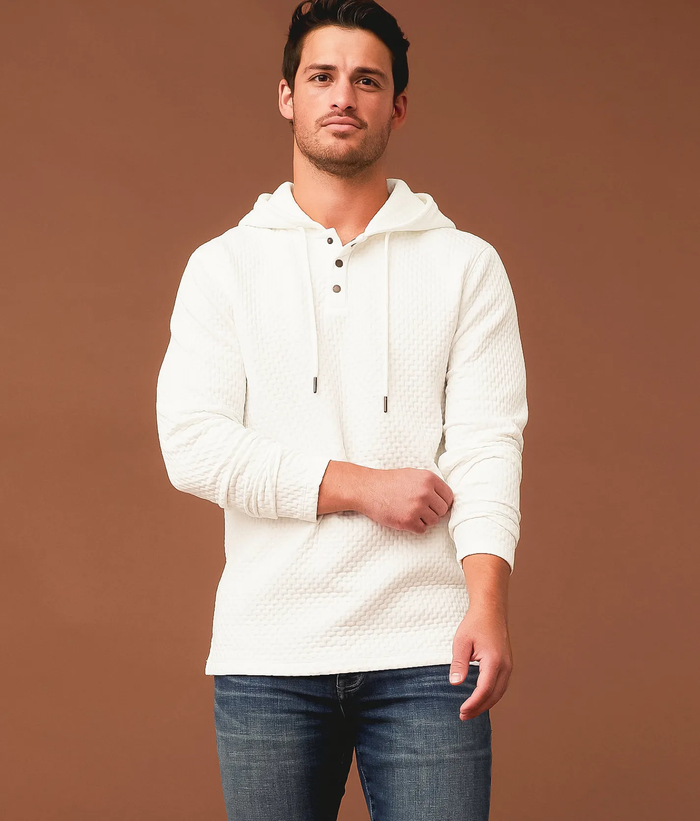 Outpost Makers Henley Hoodie White Hot