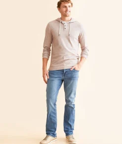 Tops | Outpost Makers Henley Hoodie Artic Wolf Seagrass