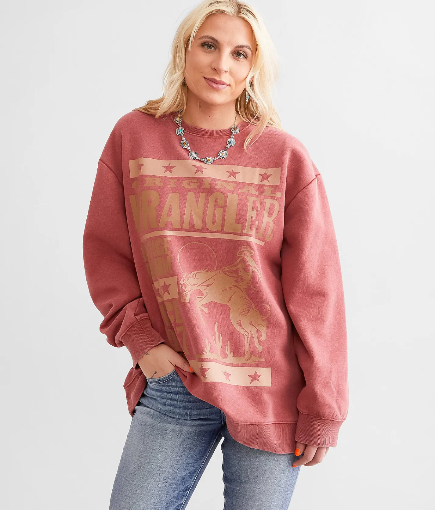 Wrangler® Heritage Denim Oversized Pullover Ladrillo Outlet