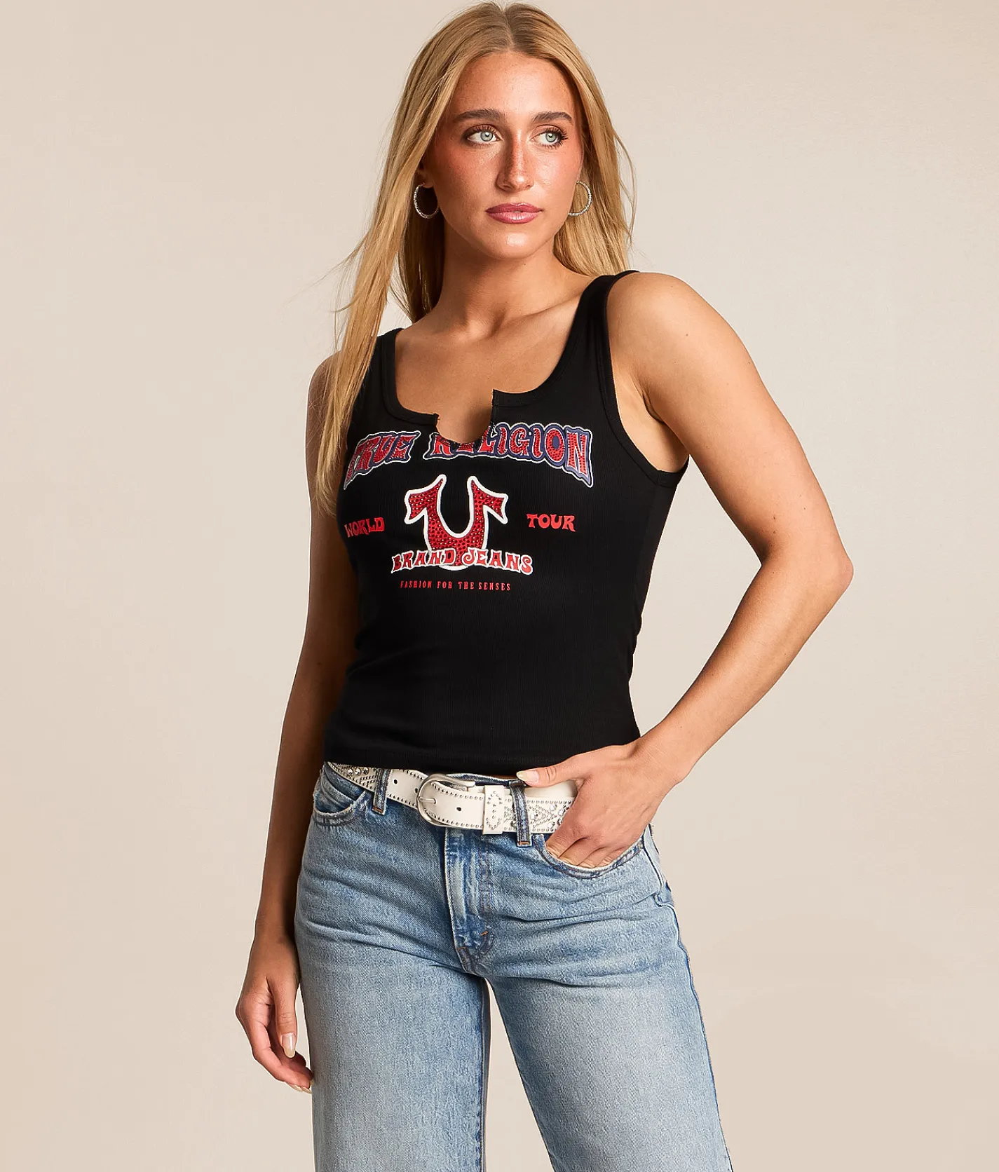 True Religion Heritage Tank Top Jet Black