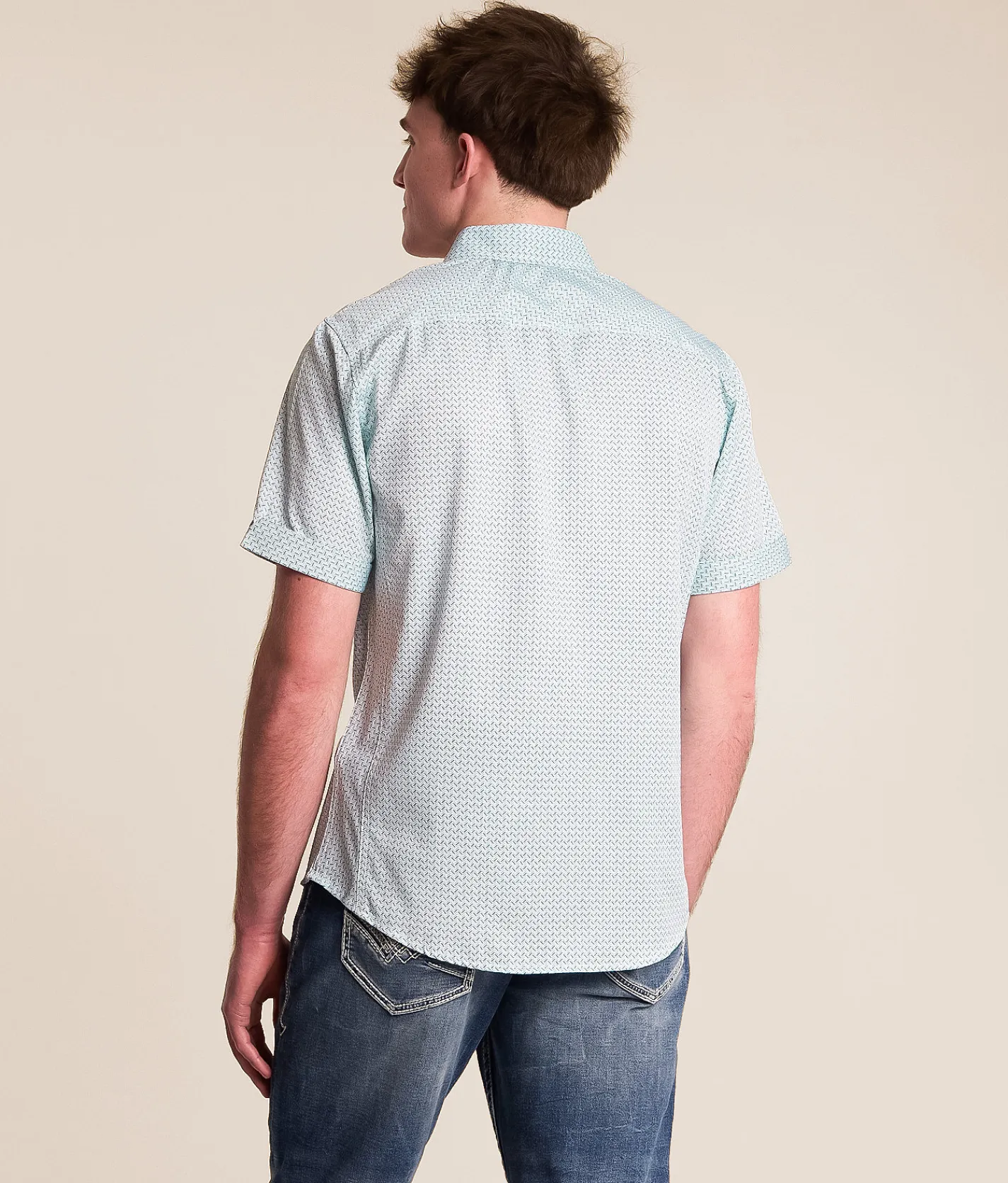Tops | J.B. Holt Herringbone Athletic Performance Stretch Shirt Bright White Teal