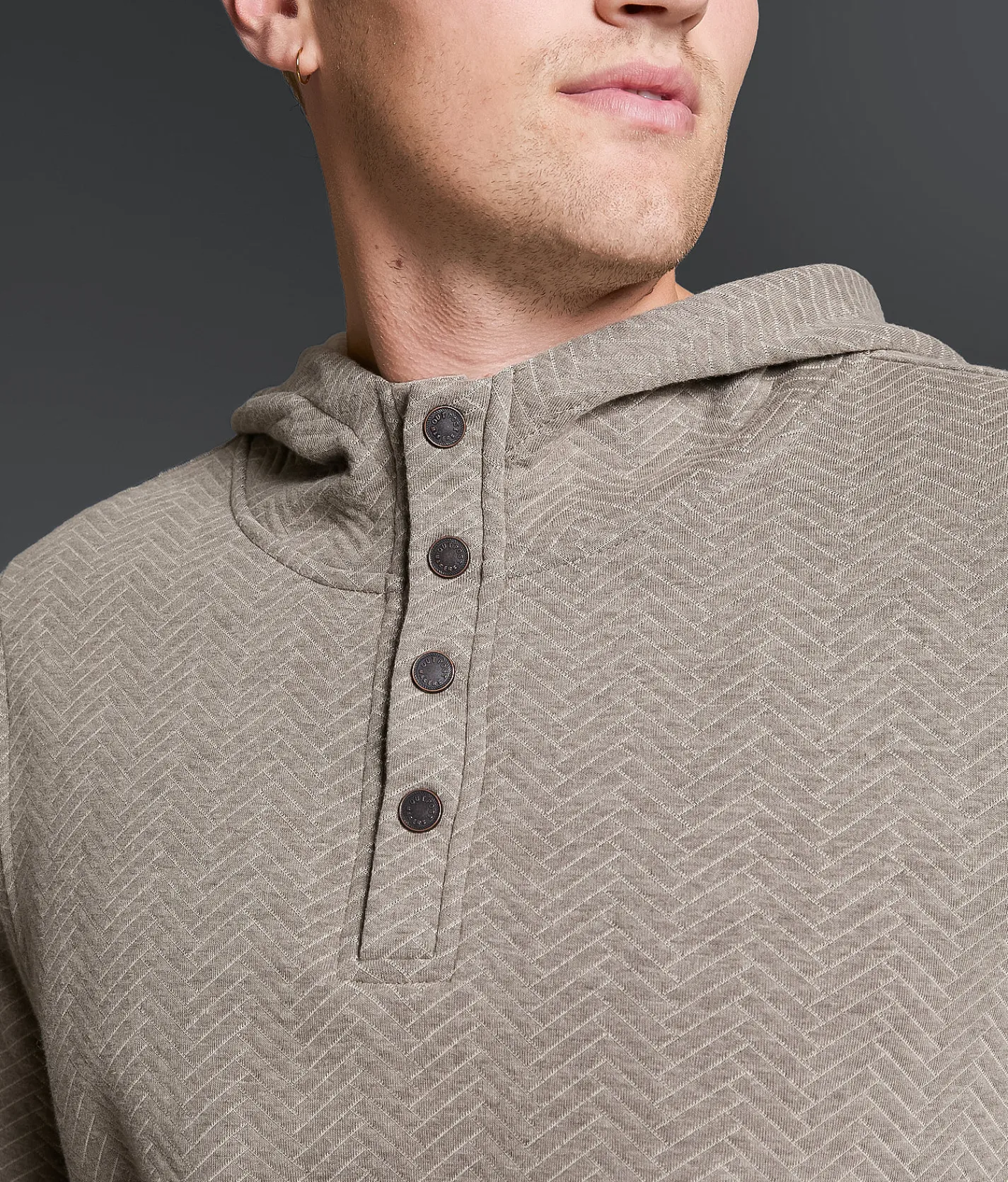 Outpost Makers Herringbone Quilted Hoodie Brindle Hot