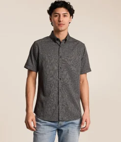 J.B. Holt Herringbone Standard Performance Stretch Shirt Black Grey Red Discount