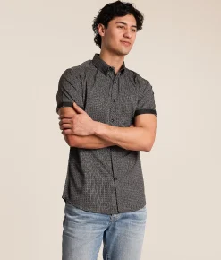 J.B. Holt Herringbone Standard Performance Stretch Shirt Black Grey Red Discount